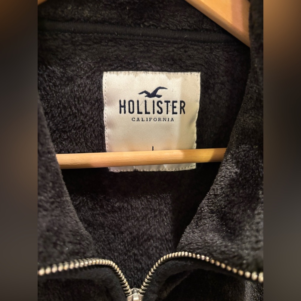 Hollister Womens Warm COZY Plush VELOUR Jacket Mock Neck Black Large - Picture 8 of 9
